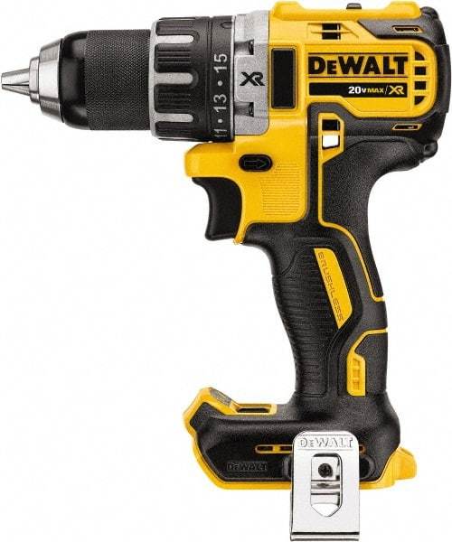 DeWALT - 20 Volt 1/2" Chuck Mid-Handle Cordless Drill - 0-500 & 0-2000 RPM, Keyless Chuck, Reversible, Lithium-Ion Batteries Not Included - USA Tool & Supply