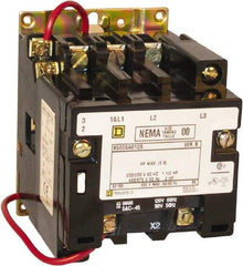 Square D - 3 Pole, 24 Coil VAC at 60 Hz, 9 Amp NEMA Contactor - Open Enclosure, 60 Hz at 24 VAC - USA Tool & Supply