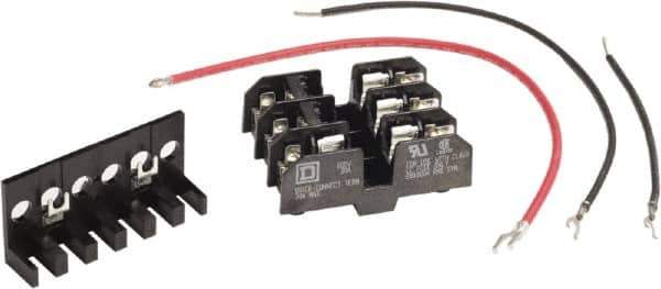 Square D - 3 Pole, 120 Volt, Fuse Block - 13/32 Inch Diameter x 1-1/2 Inch Fuse Length - USA Tool & Supply