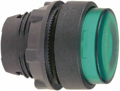 Schneider Electric - 22mm Mount Hole, Extended Straight, Pushbutton Switch Only - Round, Green Pushbutton, Illuminated, Momentary (MO) - USA Tool & Supply