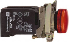 Schneider Electric - 110-120 VAC at 50/60 Hz Red Lens Incandescent Pilot Light - Round Lens, Screw Clamp Connector, 30mm Wide, Vibration Resistant, Water Resistant - USA Tool & Supply