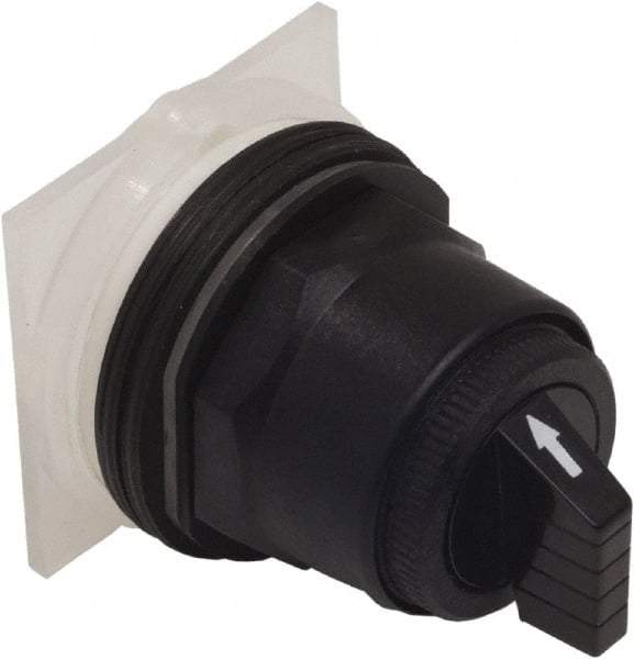 Schneider Electric - 1.18 Inch Mount Hole, 3 Position, Knob and Pushbutton Operated, Selector Switch Only - Black, Maintained (MA), without Contact Blocks, Anticorrosive, Weatherproof, Dust and Oil Resistant - USA Tool & Supply