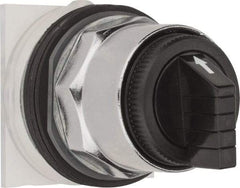 Schneider Electric - 1.18 Inch Mount Hole, 3 Position, Knob and Pushbutton Operated, Selector Switch Only - Black, Momentary (MO), without Contact Blocks, Weatherproof and Dust and Oil Resistant - USA Tool & Supply
