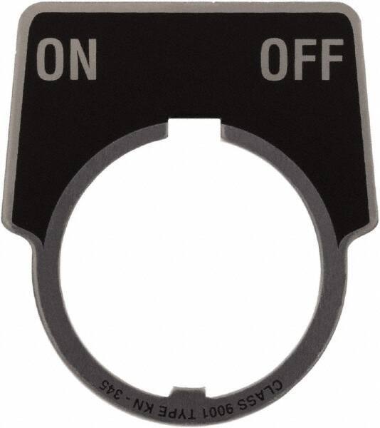 Schneider Electric - Aluminum Legend Plate - On-Off - Black Background, 30mm Hole Diameter, 1-3/4 Inch Wide - USA Tool & Supply