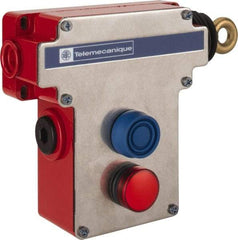 Telemecanique Sensors - 10 Amp, 2NO/2NC Configuration, Rope Operated Limit Switch - Pushbutton Reset, Rope Pull, Pilot Light Indicator, 300 VAC - USA Tool & Supply