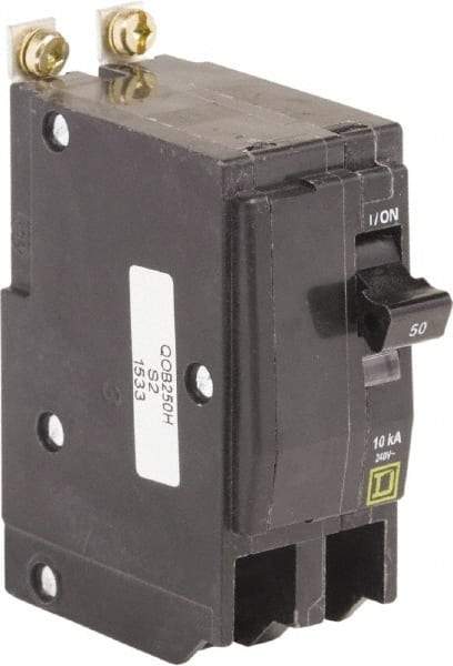 Square D - 50 Amp, 240 VAC, 2 Pole, Bolt On Miniature Circuit Breaker - 8-2 AWG - USA Tool & Supply