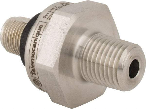 Telemecanique Sensors - 1/4-18 NPT (Male) Connector, 12 to 24 VDC, 300 psi Sensor, Shock and Vibration Resistant, Control Circuit Pressure Sensor - 26mm Long x 30mm Wide, IP65, IP67, IP69, For Use with OsiSense XM - USA Tool & Supply