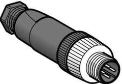 Telemecanique Sensors - 3 Amp, M12 4 Pin Male Straight Field Attachable Connector Sensor and Receptacle - 125 VAC, 150 VDC, IP67 Ingress Rating - USA Tool & Supply