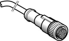 Telemecanique Sensors - 4 Amp, 1/2-20 UNF 3 Pin Female Straight Cordset Sensor and Receptacle - 250 VAC, 300 VDC, 2m Cable Length, IP67 Ingress Rating - USA Tool & Supply