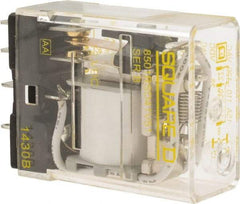 Square D - Electromechanical Plug-in General Purpose Relay - 12 Amp at 240 VAC, SPDT, 12 VDC - USA Tool & Supply