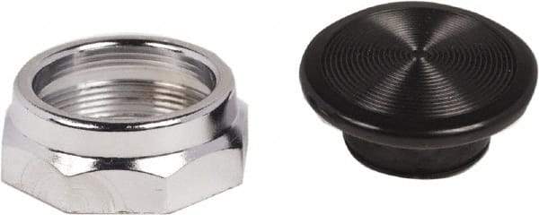 Schneider Electric - Extended Mushroom Head Pushbutton Switch 1-3/8" Snap-In Knob - Black, Round Button, Nonilluminated - USA Tool & Supply