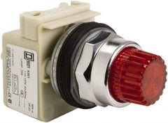 Schneider Electric - 1.18 Inch Mount Hole, Extended Straight, Pushbutton Switch Only - Round, Red Pushbutton, Illuminated, Momentary (MO), Weatherproof, Dust and Oil Resistant - USA Tool & Supply