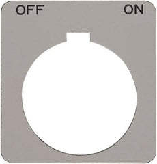 Schneider Electric - Square, Plastic Legend Plate - Off-On - Silver Background, Black Letters, 1.2 Inch Hole Diameter, 1-3/4 Inch Square - USA Tool & Supply