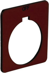 Schneider Electric - Square, Plastic Legend Plate - Off - Red Background, Black Letters, 1.2 Inch Hole Diameter, 1-3/4 Inch Square - USA Tool & Supply
