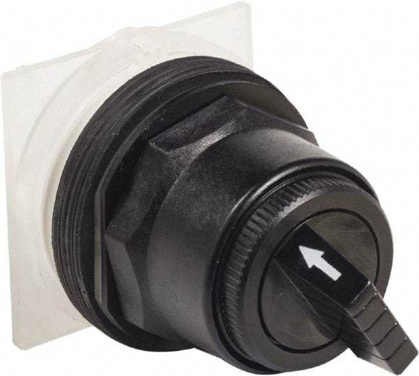 Schneider Electric - 1.18 Inch Mount Hole, 2 Position, Knob and Pushbutton Operated, Selector Switch Only - Black, Momentary (MO), without Contact Blocks, Anticorrosive, Weatherproof, Dust and Oil Resistant - USA Tool & Supply