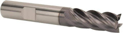SGS - 1/2" Diam, Variable Pitch, 1-1/4" LOC, 5 Flute Solid Carbide Roughing Square End Mill - AlTiN Finish, 3-1/4" OAL, 1/2" Shank Diam, Single End, 37° Helix - USA Tool & Supply