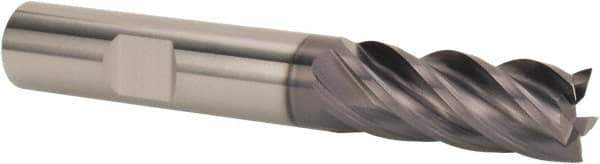 SGS - 3/4" Diam, Variable Pitch, 1-1/2" LOC, 5 Flute Solid Carbide Roughing Square End Mill - AlTiN Finish, 4" OAL, 3/4" Shank Diam, Single End, 37° Helix - USA Tool & Supply