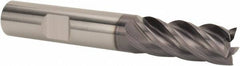 SGS - 1" Diam, Variable Pitch, 1-1/2" LOC, 5 Flute Solid Carbide Roughing Square End Mill - AlTiN Finish, 4" OAL, 1" Shank Diam, Single End, 37° Helix - USA Tool & Supply