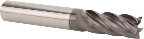 SGS - 3/8" Diam, Variable Pitch, 3/4" LOC, 5 Flute Solid Carbide Roughing Square End Mill - AlTiN Finish, 2-1/2" OAL, 3/8" Shank Diam, Single End, 37° Helix - USA Tool & Supply