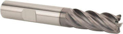 SGS - 1" Diam, Variable Pitch, 1-1/2" LOC, 5 Flute Solid Carbide 0.12" Corner Radius Roughing End Mill - AlTiN Finish, 4" OAL, 1" Shank Diam, Single End, 37° Helix - USA Tool & Supply