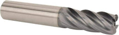 SGS - 20mm Diam, Variable Pitch, 43mm LOC, 5 Flute Solid Carbide 2mm Corner Radius Roughing End Mill - AlTiN Finish, 104mm OAL, 20mm Shank Diam, Single End, 37° Helix - USA Tool & Supply