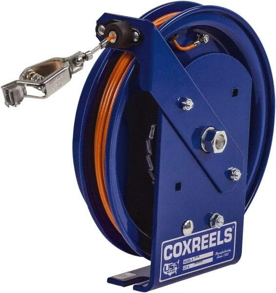 CoxReels - 5/32 Inch x 100 Ft. Stranded Cable Grounding Reel - Spring Driven Reel, Galvanized Steel Cable - USA Tool & Supply