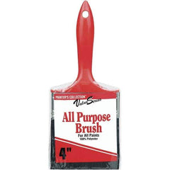Rubberset - 4" Flat Synthetic Trim Brush - Plastic Thin Kaiser Handle - USA Tool & Supply