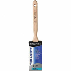 Bestt-Liebco - 2" Flat Nylon/Polyester Sash Brush - Wood Long Sash Handle - USA Tool & Supply