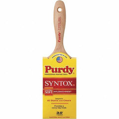 Purdy - 3" Flat Synthetic Trim Brush - 3-3/16" Bristle Length, 3-3/16" Wood Beavertail Handle - USA Tool & Supply