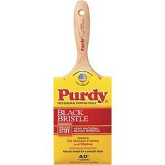Purdy - 4" Flat Hog Wall Brush - 3-3/16" Bristle Length, 3-7/8" Wood Beavertail Handle - USA Tool & Supply