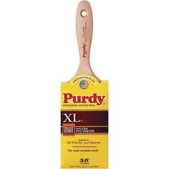 Purdy - 3" Flat Synthetic Trim Brush - 3-3/16" Bristle Length, 3" Wood Beavertail Handle - USA Tool & Supply