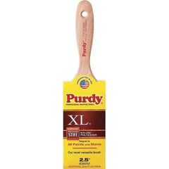 Purdy - 2-1/2" Flat Synthetic Trim Brush - 2-15/16" Bristle Length, 3-3/16" Wood Beavertail Handle - USA Tool & Supply