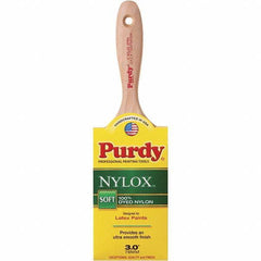 Purdy - 3" Flat Synthetic Trim Brush - 3-3/16" Bristle Length, 3-3/16" Wood Beavertail Handle - USA Tool & Supply