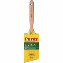 Purdy - 3" Angled Synthetic Trim Brush - 3-3/16" Bristle Length, 3-3/16" Wood Fluted Handle - USA Tool & Supply