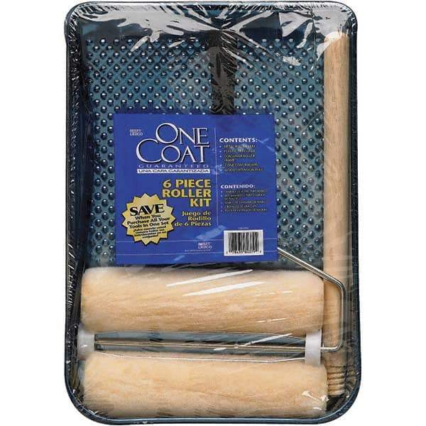 Bestt-Liebco - 12" Long, 3/8" Nap, Mini Roller Kit - 9" Wide, Metal Frame, Includes Paint Tray, Roller Cover & Frame - USA Tool & Supply