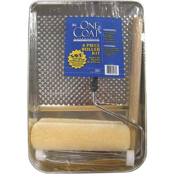 Bestt-Liebco - 12" Long, 3/8" Nap, Mini Roller Kit - 9" Wide, Metal Frame, Includes Paint Tray, Roller Cover & Frame - USA Tool & Supply