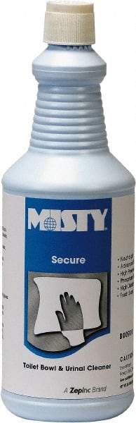 Misty - 32 oz Bottle Liquid Toilet Bowl Cleaner - Mint Scent, Disinfectant, Nonacidic, Toilets - USA Tool & Supply