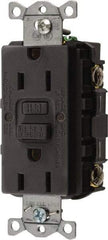 Hubbell Wiring Device-Kellems - 1 Phase, 5-15R NEMA, 125 VAC, 15 Amp, GFCI Receptacle - 2 Pole, Back and Side Wiring, Commercial Grade - USA Tool & Supply