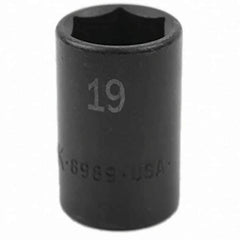 SK - Impact Socket - 3/8"DR 6PT 19MM SEMI-DEEP IMPACT SOCKET - USA Tool & Supply