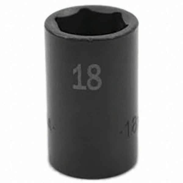 SK - Impact Socket - 3/8"DR 6PT 18MM SEMI-DEEP IMPACT SOCKET - USA Tool & Supply