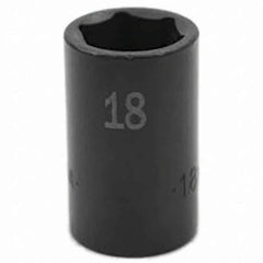 SK - Impact Socket - 3/8"DR 6PT 18MM SEMI-DEEP IMPACT SOCKET - USA Tool & Supply