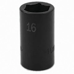 SK - Impact Socket - 3/8"DR 6PT 16MM SEMI-DEEP IMPACT SOCKET - USA Tool & Supply