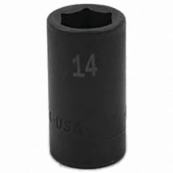 SK - Impact Socket - 3/8"DR 6PT 14MM SEMI-DEEP IMPACT SOCKET - USA Tool & Supply