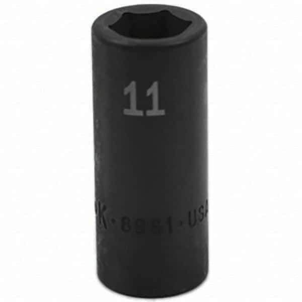 SK - Impact Socket - 3/8"DR 6PT 11MM SEMI-DEEP IMPACT SOCKET - USA Tool & Supply