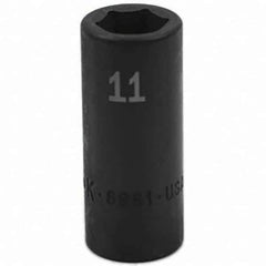 SK - Impact Socket - 3/8"DR 6PT 11MM SEMI-DEEP IMPACT SOCKET - USA Tool & Supply