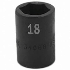 SK - Impact Socket - 1/2"DR 18MM IMPACT SOCKET - USA Tool & Supply