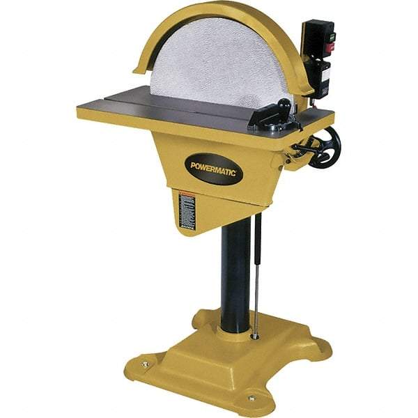 Jet - 20" Diam, 1,720 RPM, Single Phase Disc Sanding Machines - 10-1/2" Long Table x 27-1/2" Table Width, - USA Tool & Supply