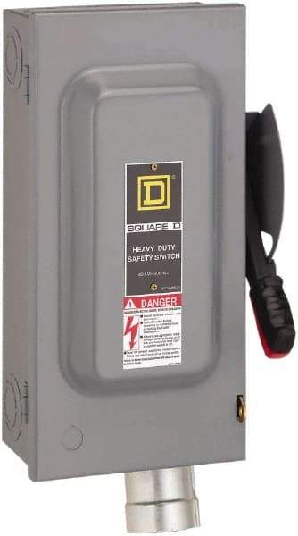 Square D - 60 Amp, 600 VAC, 3 Pole Fused Safety Switch - NEMA 12, 50 hp at 600 VAC (Triple Phase) - USA Tool & Supply