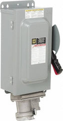 Square D - 60 Amp, 600 VAC, 3 Pole Fused Safety Switch - NEMA 12 & 3R, 50 hp at 600 VAC (Triple Phase) - USA Tool & Supply