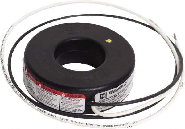 Square D - 600 Amp AC Input, 5 Amp AC Output, Panel Meter Current Transformer - Flying Lead Terminal, For Use with Ammeter, Solid State Transducer - USA Tool & Supply